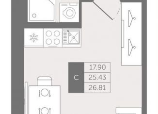 Продается квартира студия, 26.8 м2, деревня Новое Девяткино