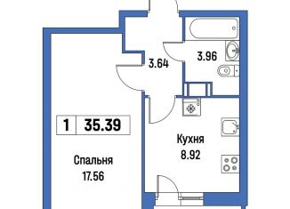 1-ком. квартира на продажу, 35.4 м2, Мурино, ЖК Урбанист