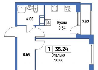 Продам однокомнатную квартиру, 35.2 м2, Мурино, ЖК Урбанист