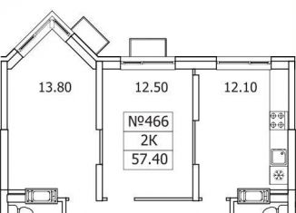 Продам двухкомнатную квартиру, 57.4 м2, деревня Сапроново, ЖК Видный Берег 2