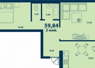 Продам двухкомнатную квартиру, 59.8 м2, деревня Ветошниково