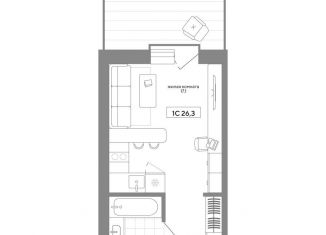 Продажа квартиры студии, 26.3 м2, посёлок Садовый