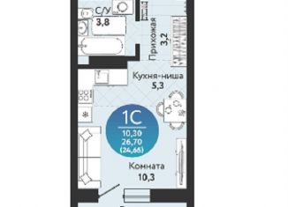 Продажа квартиры студии, 24.7 м2, Новосибирск, Кировский район, Бронная улица, 22