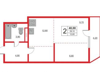 Продается 2-комнатная квартира, 40 м2, Краснодар, Адмиралтейский бульвар, 3к2, ЖК Дружный