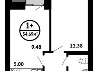 1-комнатная квартира на продажу, 34.7 м2, Уфа, ЖК Цветы Башкирии