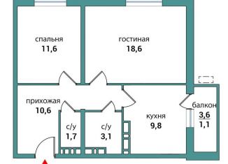 Продается 2-ком. квартира, 56.5 м2, Самара, метро Алабинская, площадь Куйбышева