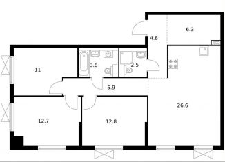 Продается трехкомнатная квартира, 86.4 м2, Москва