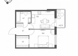 Продается 1-ком. квартира, 42.4 м2, Омск, микрорайон Зелёная Река, 13