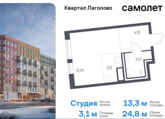 Продаю квартиру студию, 24.8 м2, деревня Лаголово, жилой комплекс Квартал Лаголово, 4