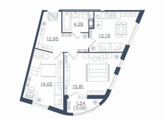 Продажа 2-комнатной квартиры, 60.6 м2, Сестрорецк