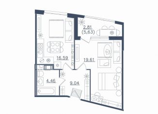 Продажа 1-комнатной квартиры, 52.5 м2, Санкт-Петербург