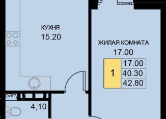 Продается однокомнатная квартира, 42.8 м2, поселок Южный, Екатерининская улица, 7к1