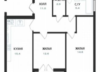 Продам 2-ком. квартиру, 63.6 м2, Балтийск, Московская улица, 16Ак1