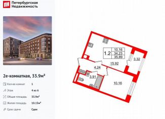 Продаю 1-комнатную квартиру, 33.9 м2, Санкт-Петербург, Уральская улица, 23