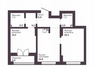 Продается 2-ком. квартира, 62.2 м2, Екатеринбург, метро Уралмаш