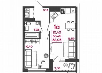 Продается 1-ком. квартира, 38 м2, Пензенская область, улица Измайлова, 41В