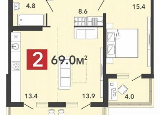 1-ком. квартира на продажу, 69 м2, Пензенская область, Фонтанная улица, с70