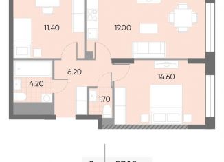 2-комнатная квартира на продажу, 57.1 м2, Москва, станция Москворечье