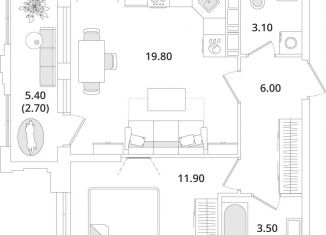 Однокомнатная квартира на продажу, 46.5 м2, Санкт-Петербург, Планерная улица, 99, муниципальный округ Юнтолово