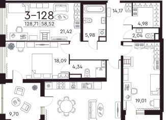 Продам трехкомнатную квартиру, 129.1 м2, Санкт-Петербург, метро Чкаловская, Петровский проспект, 22к2