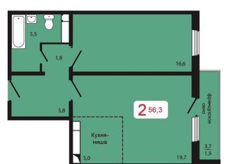 1-ком. квартира на продажу, 58.1 м2, Красноярск, жилой комплекс КБС. Берег, 5.2, Свердловский район