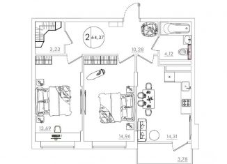 Продаю 2-ком. квартиру, 64.4 м2, Курск