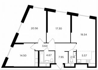 3-ком. квартира на продажу, 95.7 м2, Москва, ЖК Кутузов Град 2, улица Петра Алексеева, 14