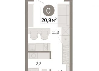 Продается квартира студия, 20.9 м2, Омск