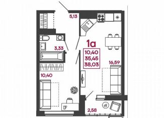 Продаю однокомнатную квартиру, 38 м2, Пенза, улица Измайлова, 41В, Железнодорожный район