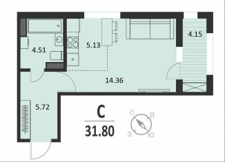 Продажа квартиры студии, 31.8 м2, Курск, Хуторская улица, 33