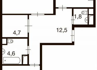 Продажа двухкомнатной квартиры, 72.2 м2, деревня Ивановское, улица Семёна Гордого, 3