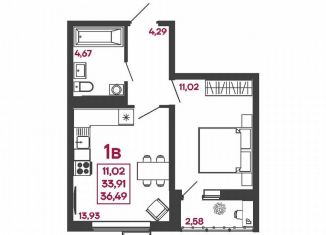 Продам 1-комнатную квартиру, 36.5 м2, Пензенская область, улица Измайлова, 41В