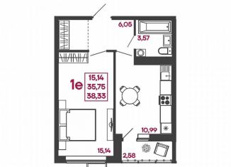 Продам 1-ком. квартиру, 38.3 м2, Пензенская область, улица Измайлова, 41В