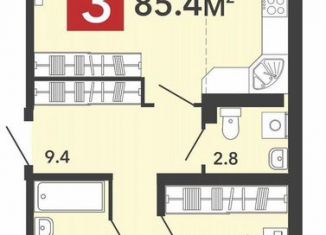 2-ком. квартира на продажу, 84.8 м2, село Засечное, Фонтанная улица, с70