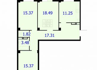 Продажа 3-комнатной квартиры, 84.1 м2, Красноярск, Северное шоссе, 50А, Центральный район