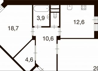 Продается 2-комнатная квартира, 72.4 м2, деревня Ивановское, улица Семёна Гордого, 3