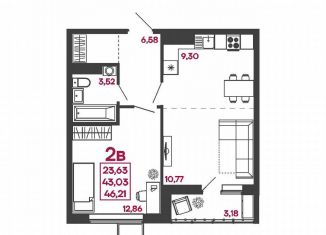 Продается двухкомнатная квартира, 46.2 м2, Пензенская область, улица Измайлова, 41В