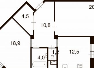 Продается 2-комнатная квартира, 72.5 м2, деревня Ивановское, улица Семёна Гордого, 3