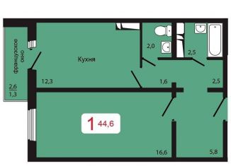 Продам однокомнатную квартиру, 45.9 м2, Красноярск, жилой комплекс КБС. Берег, 5.1, Свердловский район