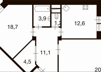 Продам двухкомнатную квартиру, 72.6 м2, деревня Ивановское, улица Семёна Гордого, 3