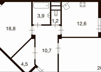 Продается 2-комнатная квартира, 72.2 м2, деревня Ивановское, улица Семёна Гордого, 3