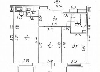 Трехкомнатная квартира на продажу, 61 м2, Санкт-Петербург, Арцеуловская аллея, 19, ЖК Чистое Небо