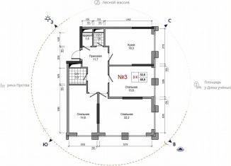 Продается трехкомнатная квартира, 88.9 м2, Обнинск