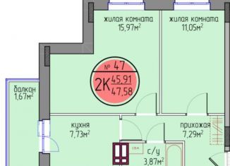 Двухкомнатная квартира на продажу, 45.9 м2, Пермский край, улица Худанина