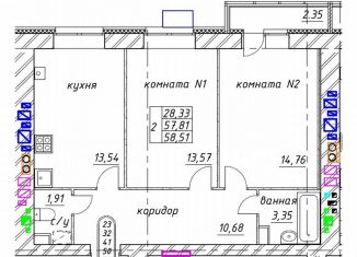 Продается 2-комнатная квартира, 58.5 м2, Ярославская область