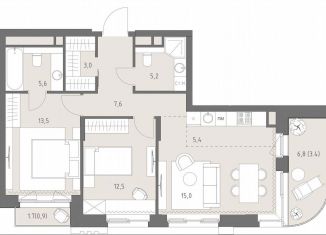 Продается двухкомнатная квартира, 72.1 м2, Москва, метро Кунцевская