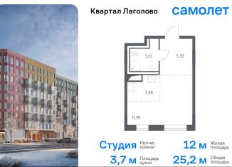 Продается квартира студия, 25.2 м2, деревня Лаголово, жилой комплекс Квартал Лаголово, 2