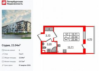 Продаю квартиру студию, 22 м2, Санкт-Петербург, Московский район