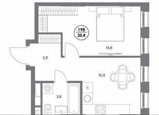 Однокомнатная квартира на продажу, 35.4 м2, Москва, метро Текстильщики