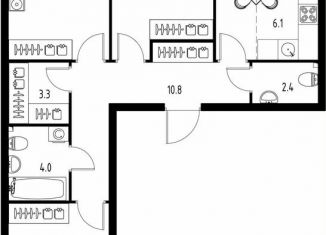 Продается 3-комнатная квартира, 83.8 м2, рабочий посёлок Заречье